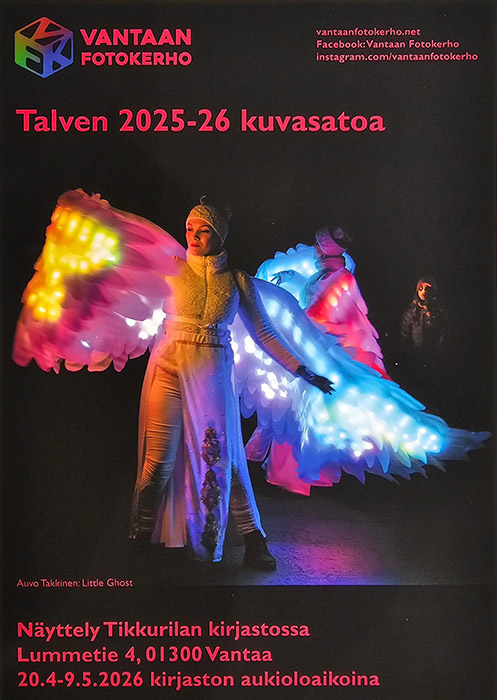 Tikkurilan kirjastossa Talven kuvia 9.5.2026 asti, Vantaan fotokerho